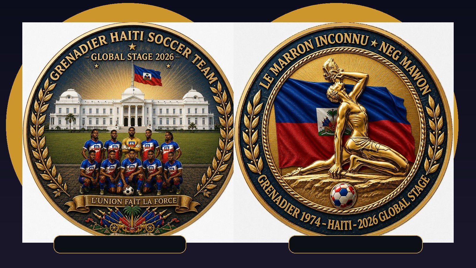 Front and back of the Haiti 2026 Legacy Memorabilia Coin
